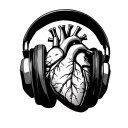 headphones with anatomically correct heart in between pads tattoo design idea