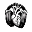 headphones with anatomically correct heart in between pads tattoo design idea