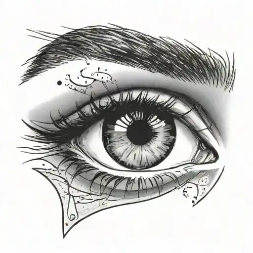 Male eye with eyebrow tattoo design idea