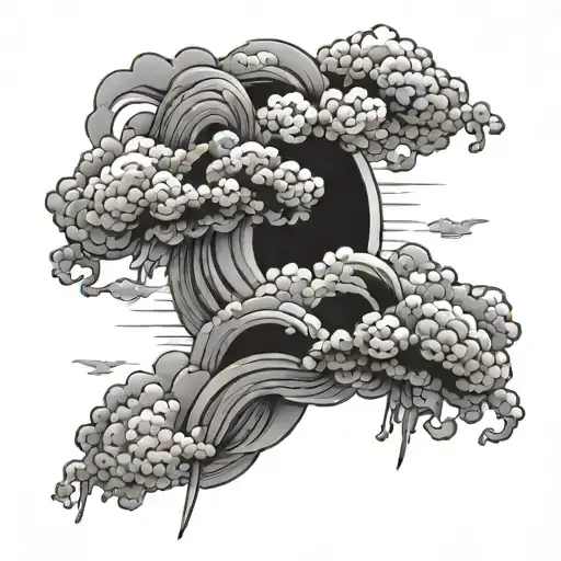 Japanese clouds on bum tattoo design idea