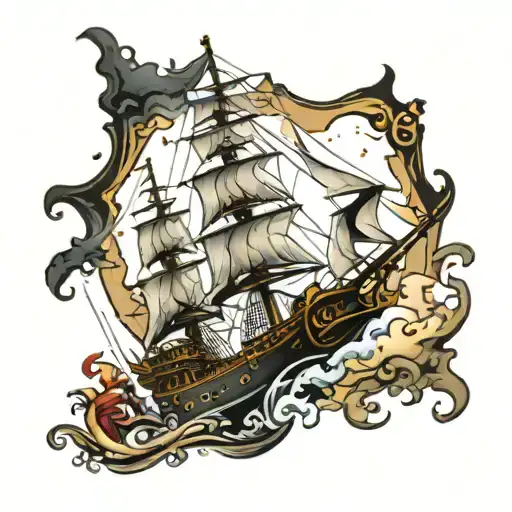 pirates of the Caribbean the black pearl  ship  tattoo design idea