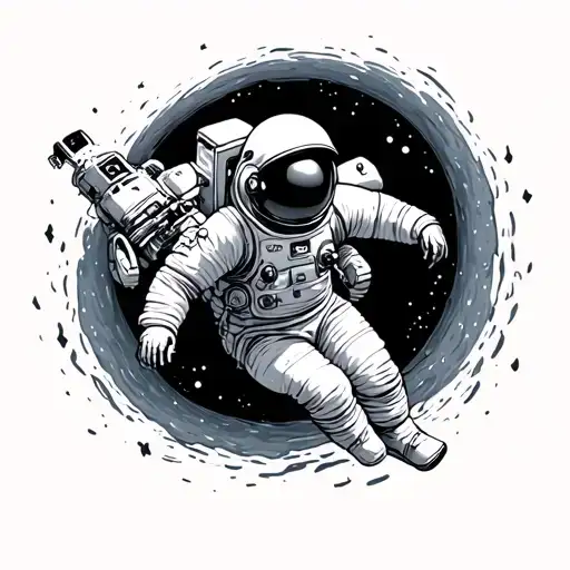 astronaut falling into black hole tattoo design idea