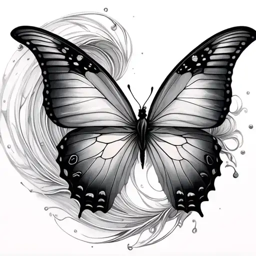 fibonacci spiral and butterfly effect tattoo design idea