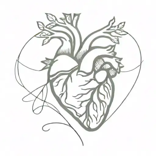 anatomical heart tattoo design idea
