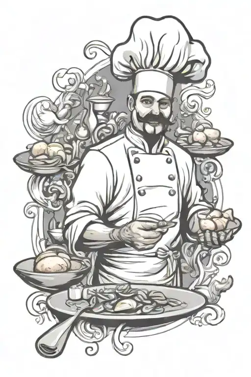 chef food cooking tattoo design idea