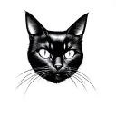 mischievous black cat face tattoo design idea