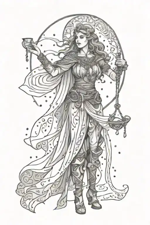  Norse Goddess Freya wearing a necklace and cloak. Make her look Gypsy tattoo design idea