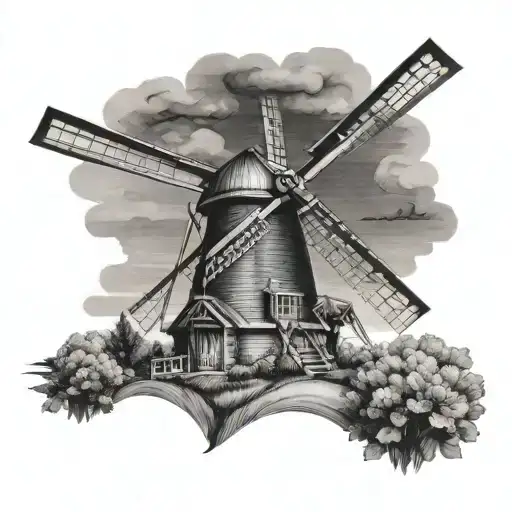 Dutch Windmill tattoo design idea