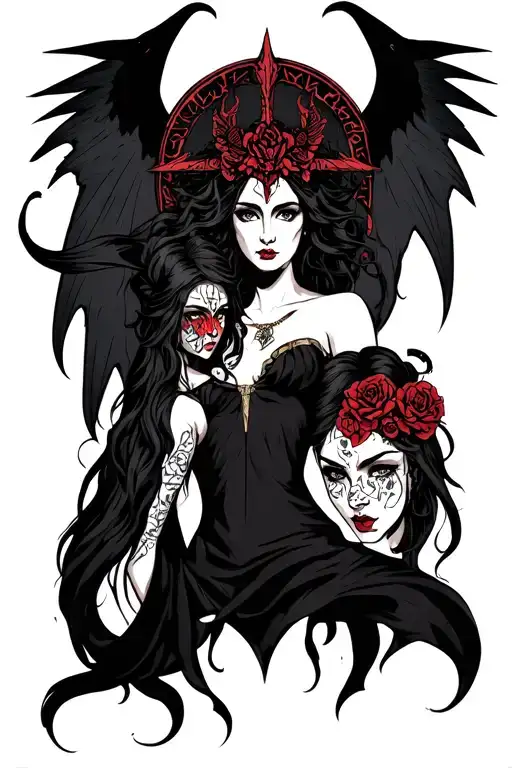 Hecate, Lilith and The Morrigan  tattoo design idea