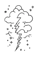 clouds with thunder and stars tattoo design idea