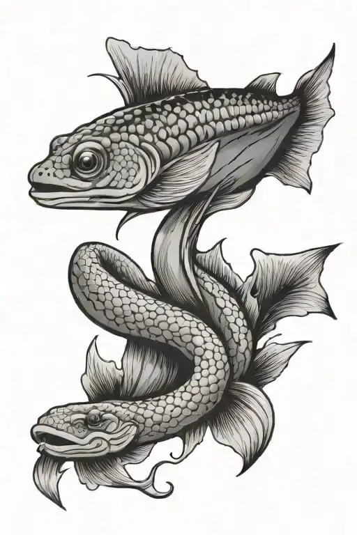 eel on a hook with its head cut off  tattoo design idea