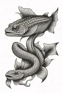 eel on a hook with its head cut off  tattoo design idea