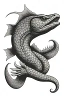 eel on a hook with its head cut off  tattoo design idea