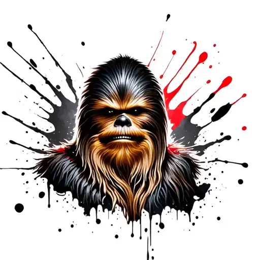 Chewbacca in trash polka tattoo design idea