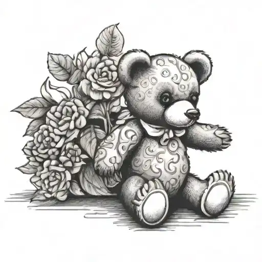 1950s vintage teddy bear tattoo design idea