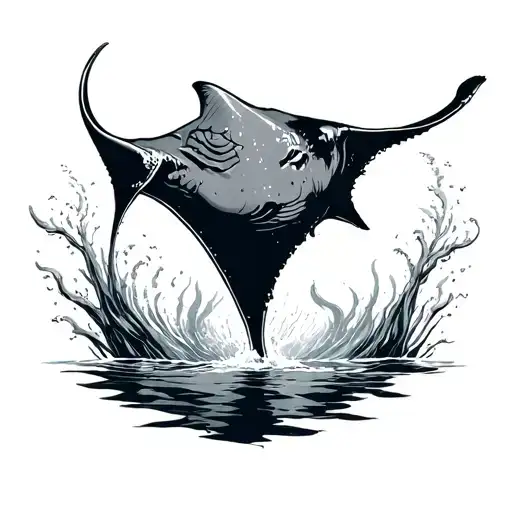 Manta ray whale breaching tattoo design idea