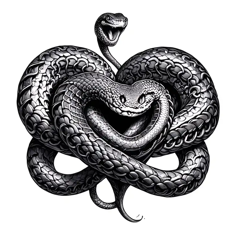 Snake chain heart tattoo design idea