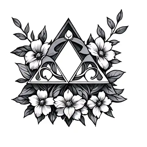zelda triforce with flowers intertwined tattoo design idea