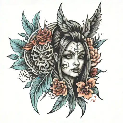 mix spine tattoo tattoo design idea