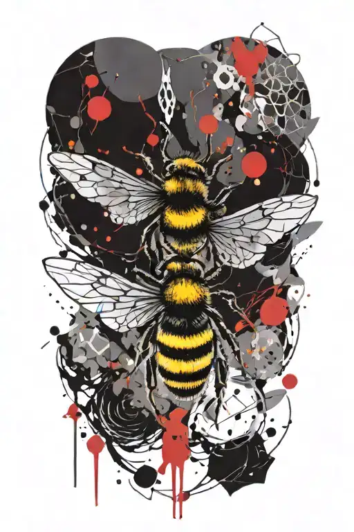 bees and moths flying tattoo design idea