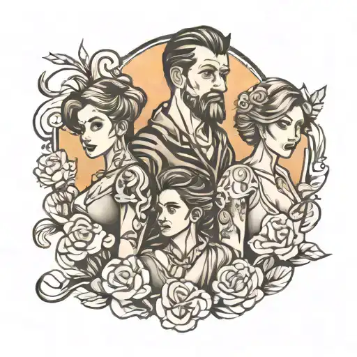 family of four, two sons and faith tattoo design idea
