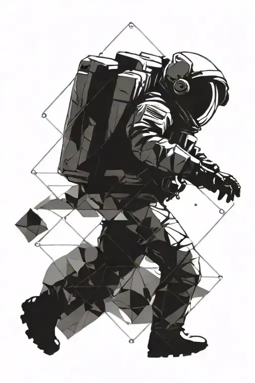 astronaut floating in space tattoo design idea