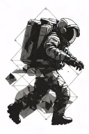 astronaut floating in space tattoo design idea