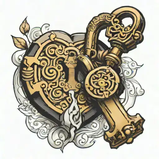 a lock that opens with a key on the lock tattoo design idea