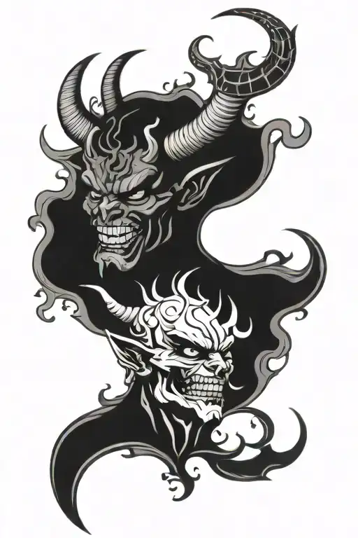 satan hell alcohol tattoo design idea