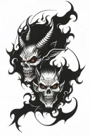 satan hell alcohol tattoo design idea