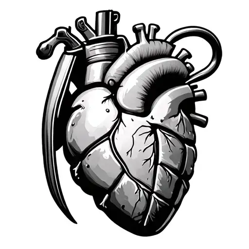 heart with grenade old school tattoo tattoo design idea