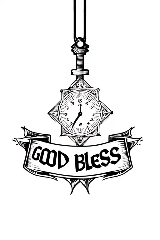 Trikometer with the text of God bless tattoo design idea