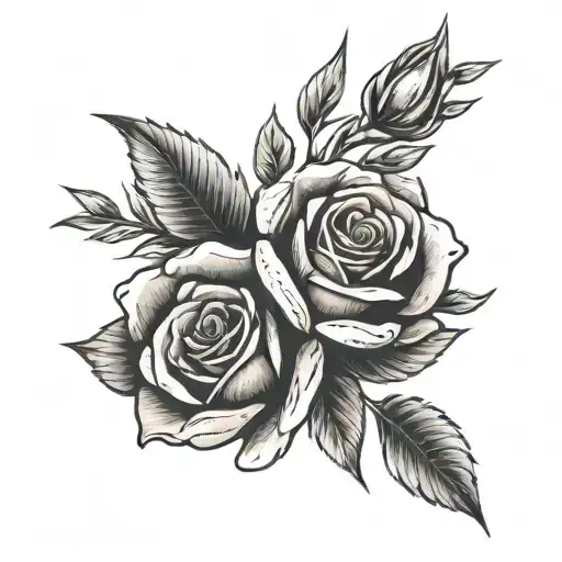 three roses. fourth rose wilted. modern arrow piercing tattoo design idea