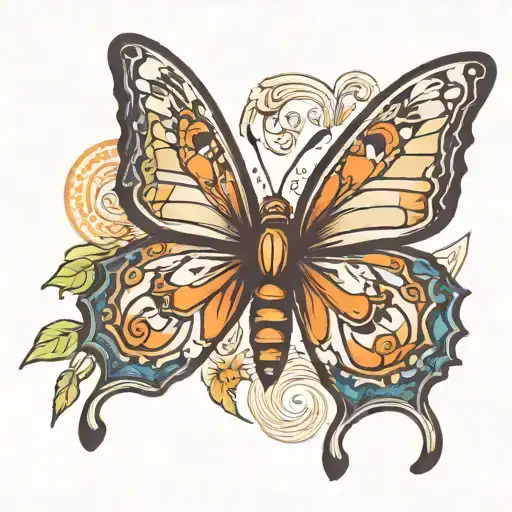 butterfly with half angle wings tattoo design idea