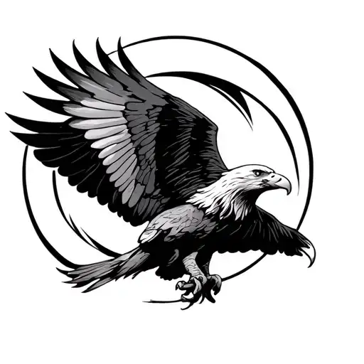 Enso circle with flying eagle soaring tattoo design idea