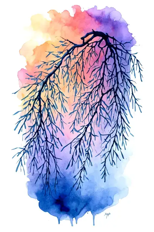weeping Willow branches tattoo design idea