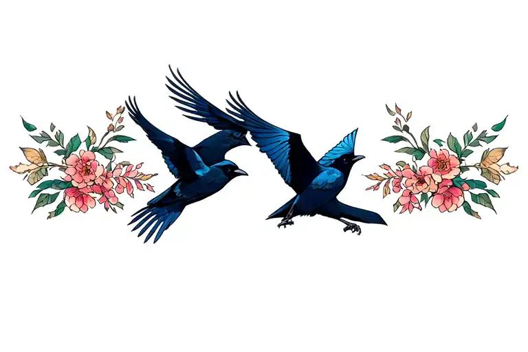 small crows flying tattoo design idea