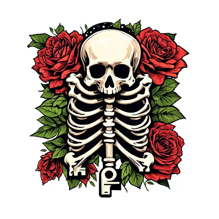 skeleton key design tattoo design idea