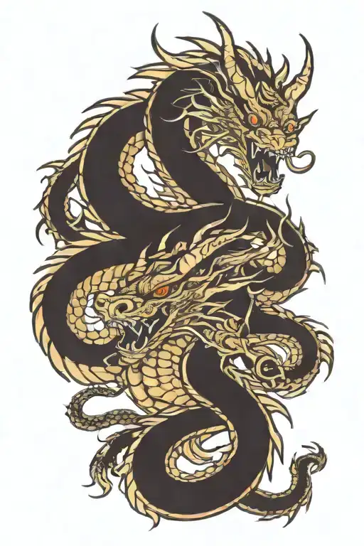 two dragon wrapped tattoo design idea
