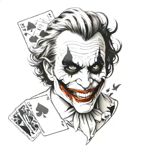 The Joker Sounded by cards sleeve  tattoo design idea