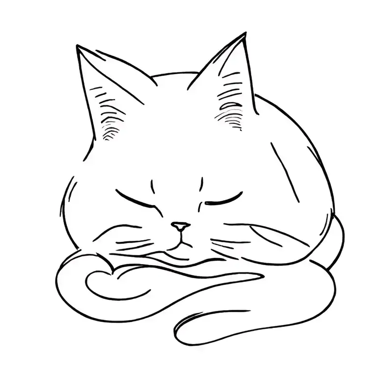 the cat is sleeping tattoo design idea