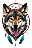 wolf head and dreamcatcher tattoo design idea