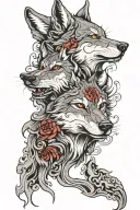 wolfs face split tattoo design idea