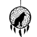 A gothic dream catcher with a wolf silhouette intertwined in the design tattoo design idea