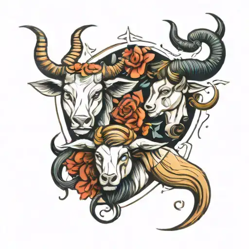 Taurus and Capricorn zodiac signs tattoo design idea
