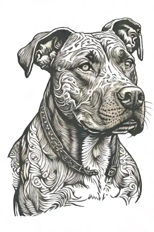 pitbull dog with simple background tattoo design idea