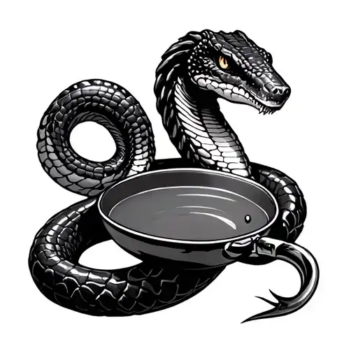 cobra with a frying pan tattoo design idea
