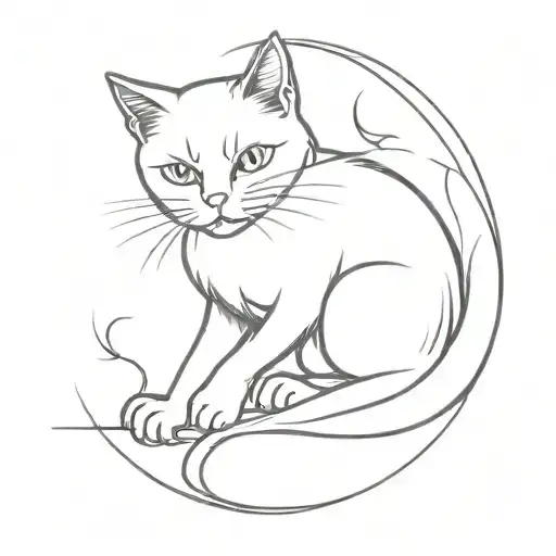 Halloween cat playing tattoo design idea