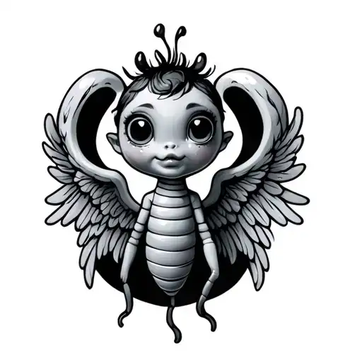 Glow Worm Toy with Angel Wings tattoo design idea