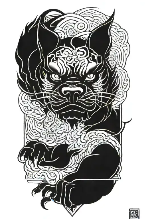 fu dog tattoo design idea